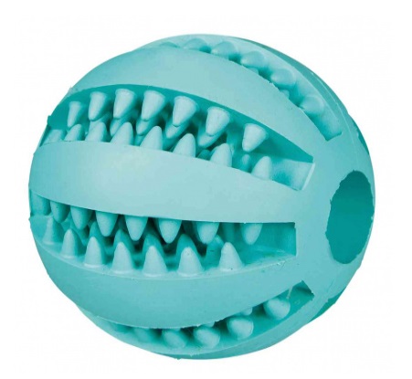 TRIXIE Palla da Baseball Denta Fun in Gomma Naturale al Gusto di Menta - Diametro 5 cm, Massaggia Gengive e Pulisce Denti