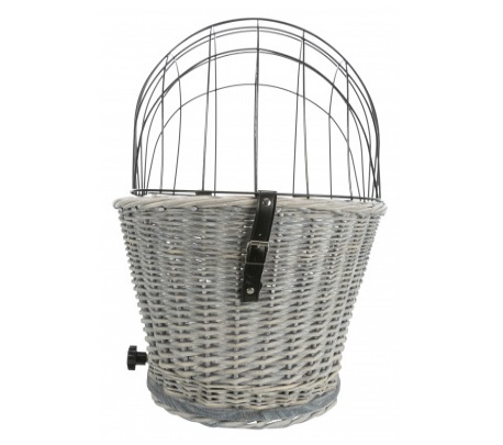 Trixie Cestino per Bicicletta con Reticolo, Grigio, 35 x 49 x 55 cm, Fino a 8 kg, Cuscino Lavabile