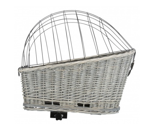 Trixie Cestino per Bicicletta con Reticolo, Grigio, 35 x 49 x 55 cm, Fino a 8 kg, Cuscino Lavabile