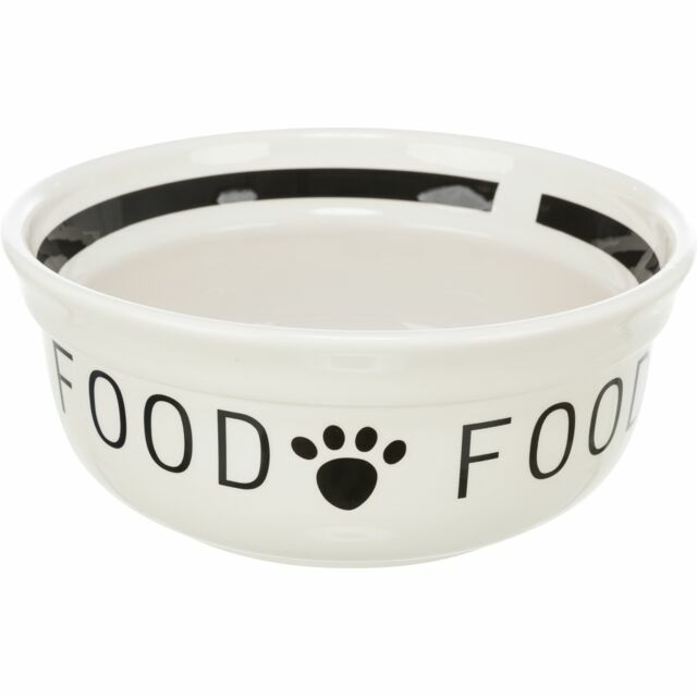 Trixie Ciotola in Ceramica per Cani e Gatti - Capacità 600 ml, Dimensioni 22,3 x 20,69 x 11,56 cm, Colore Bianco e Nero