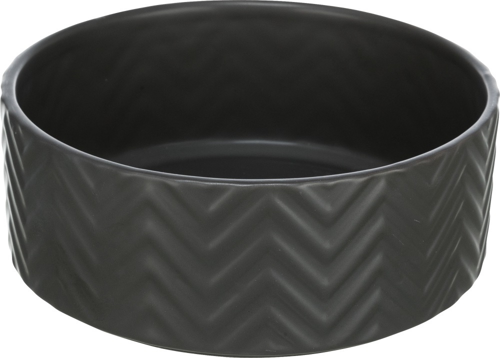 TRIXIE 25021 Ciotola in Ceramica Nera per Cani e Gatti - Capacità 0,9L, Diametro 16cm, Design Moderno