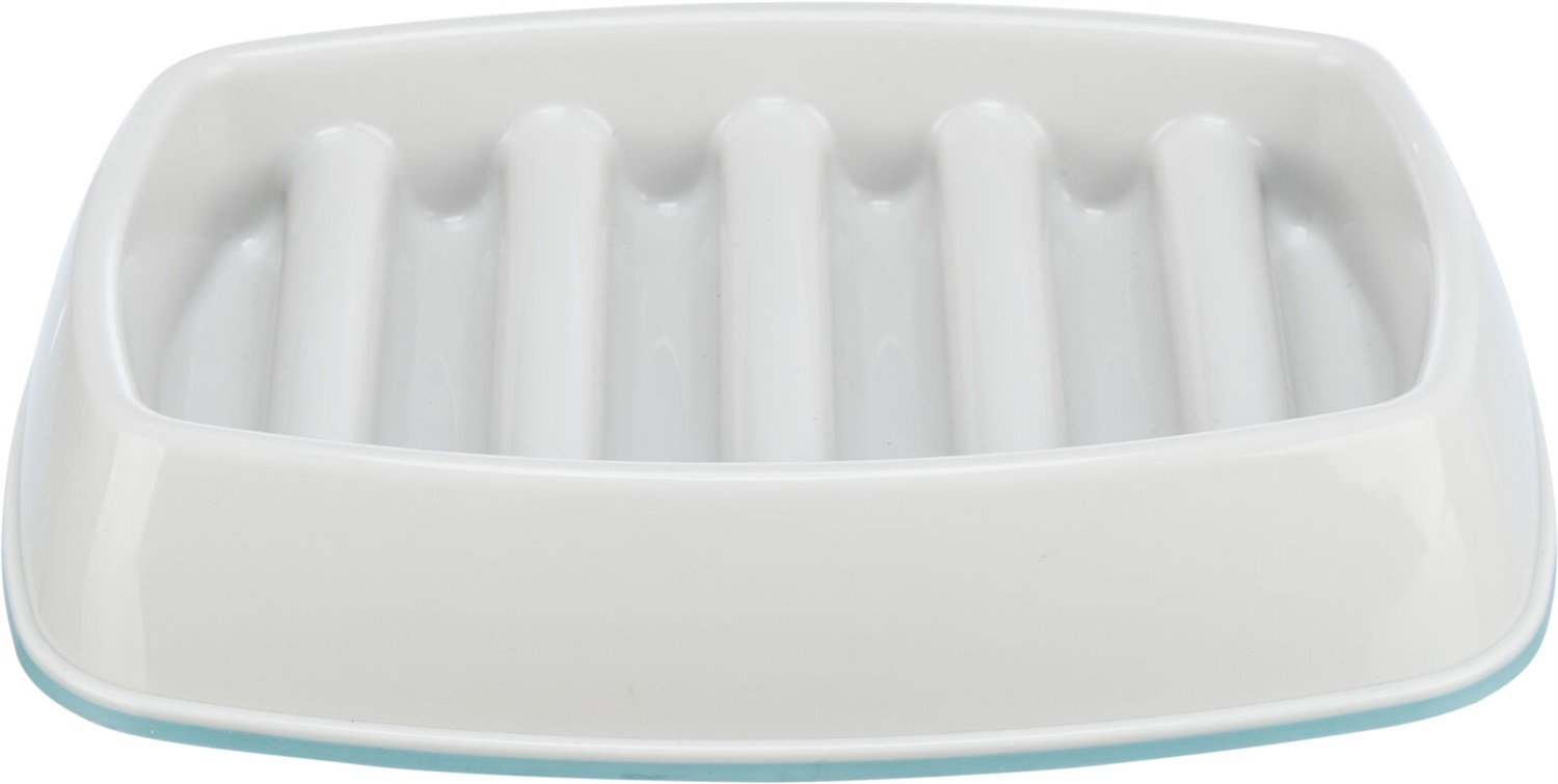 Trixie Slow Feeding Ciotola per Gatti - 0,25L, Antiscivolo, Plastica Grigia, 21 × 14 cm