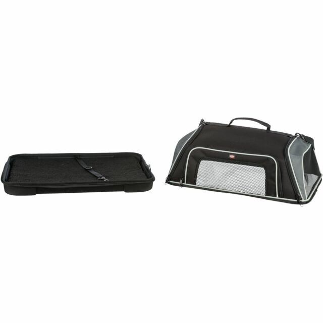 TRIXIE Borsa per Trasporto Aereo Imbarco - Nero/Grigio, 55 x 23 x 40 cm, Fondo Imbottito e Impermeabile