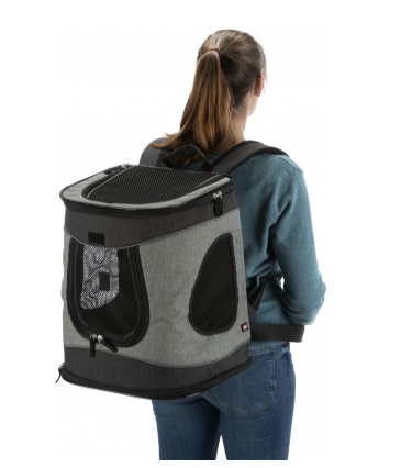 Trixie Zaino Timon per Cani fino a 12 kg - Poliestere Nero/Grigio, 34 × 44 × 30 cm, Ideale per Trekking e Passeggiate