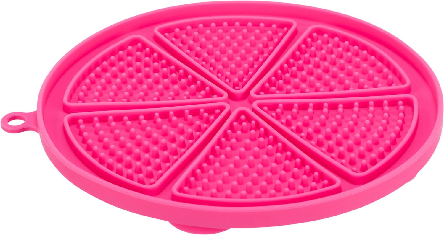 TRIXIE Vassoio per Leccare Lick'n'Snack in Silicone Rosa, ø 18 cm, con Ventose per Cani e Gatti, Adatto per Lavastoviglie e Congelatore