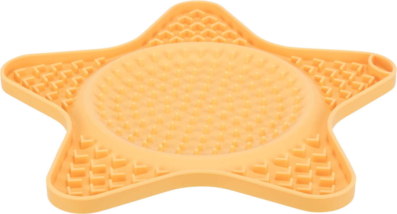 TRIXIE Tappetino Lick'n'Snack per Cani in Silicone Giallo 23,5 cm - Antiscivolo, Adatto per Lavastoviglie e Congelatore