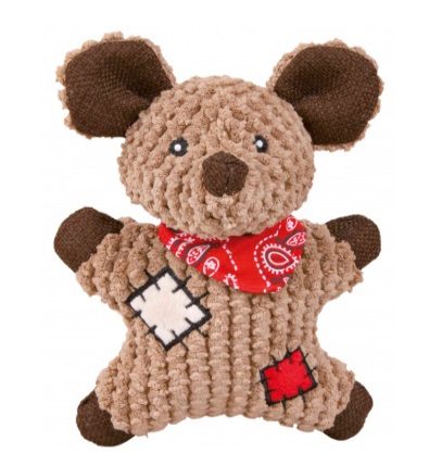 Trixie Peluche Topolino in Tessuto di Juta 19cm - Giocattolo per Cani con Suono, Robusto e Colorato
