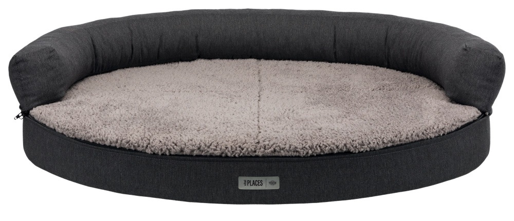 Trixie Divano Ortopedico per Cani Vital Sofa Bendson Ovale 100 × 80 cm Grigio Scuro - Comfort Antiscivolo