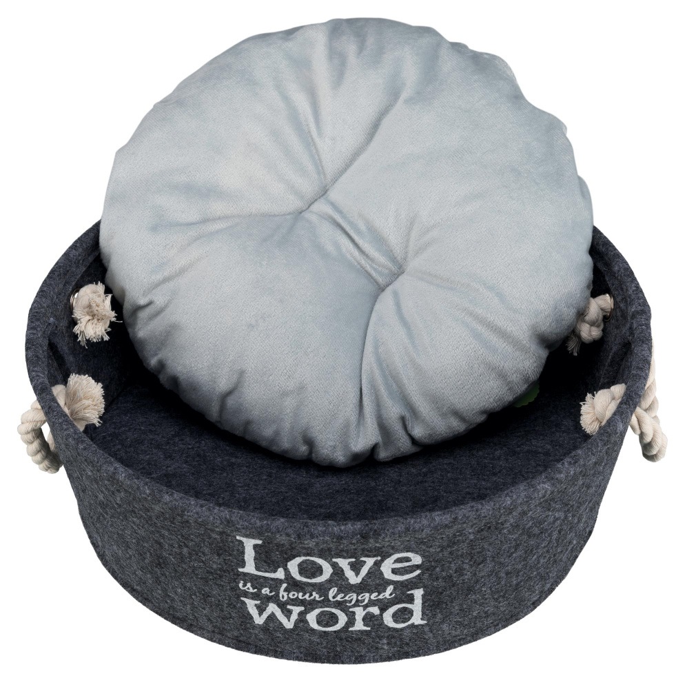 Trixie Letto Cuscino Lian 45 cm per Cani e Gatti - Feltro e Peluche, Bordo Rinforzato, Imbottitura in Fibra di Poliestere