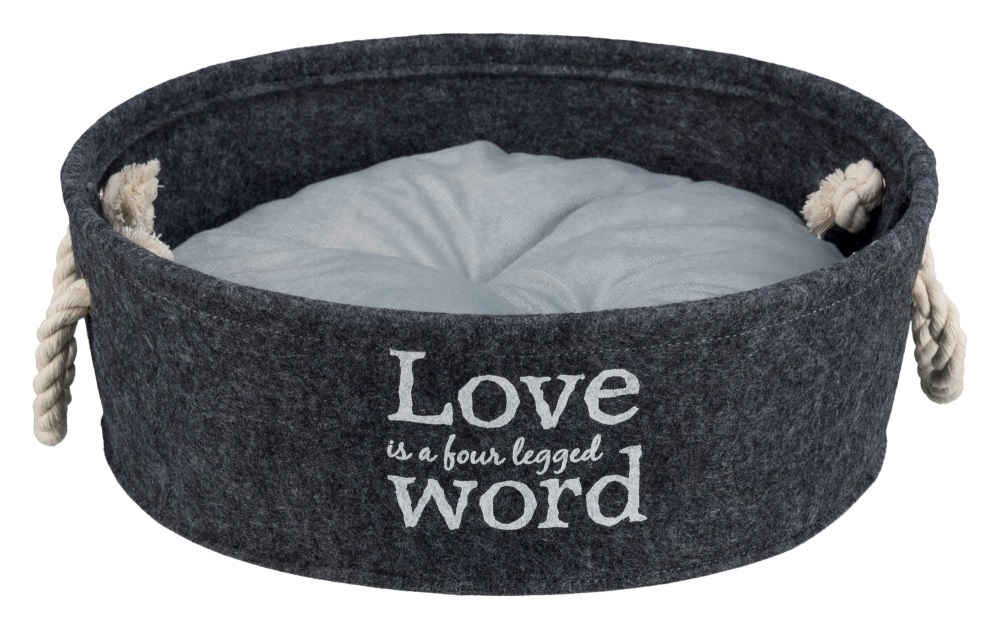 Trixie Letto Cuscino Lian 45 cm per Cani e Gatti - Feltro e Peluche, Bordo Rinforzato, Imbottitura in Fibra di Poliestere