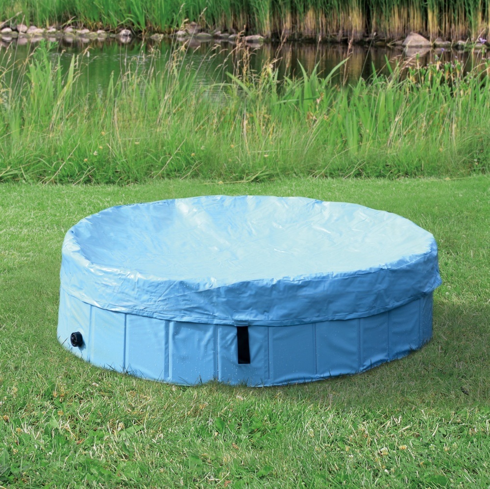 Trixie Copertura per Piscina per Cani - Ø 120 cm, Azzurro, in Plastica con Fissaggio in Velcro