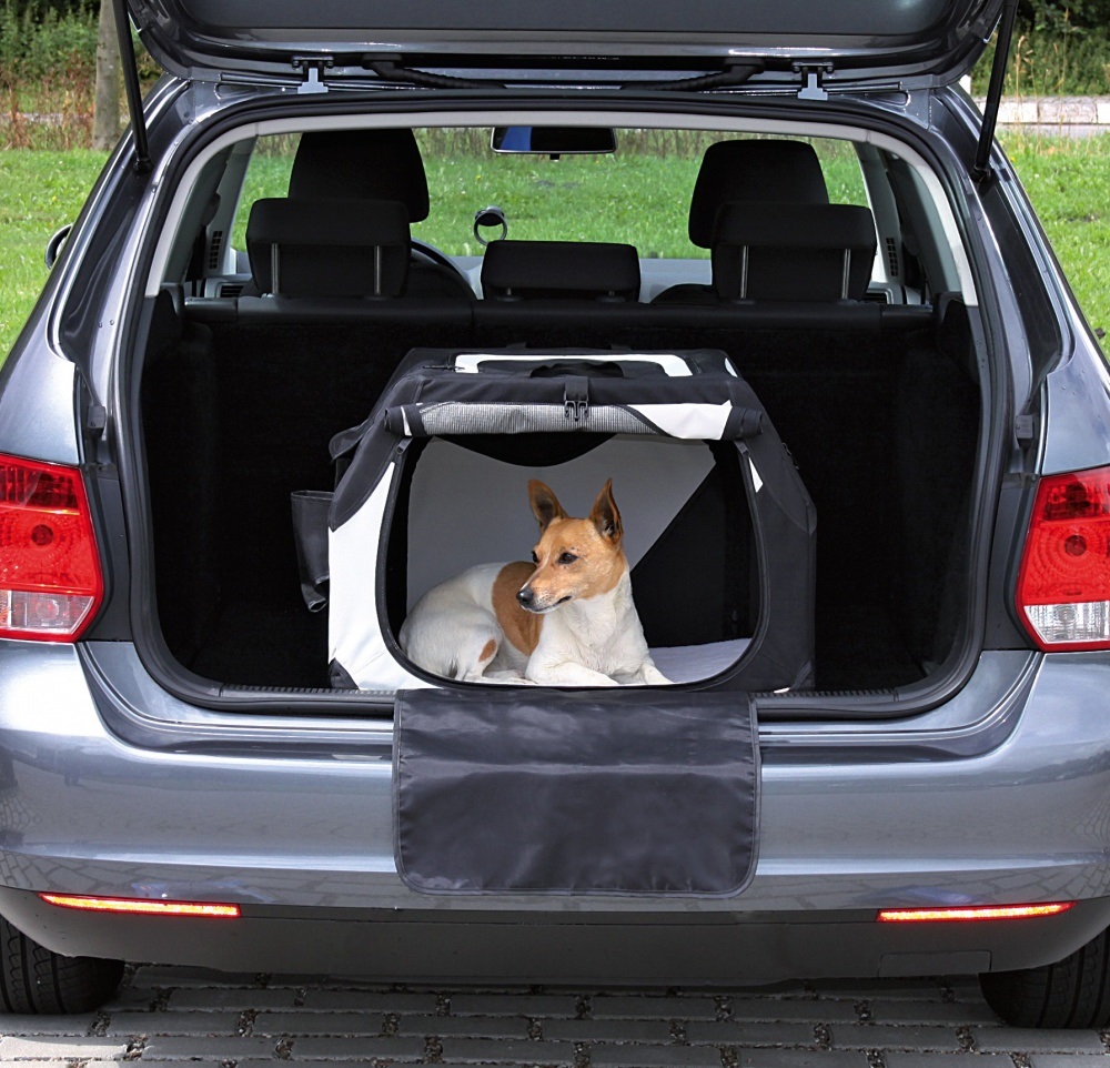 Trixie Casetta Mobile Vario per Cani e Gatti - Trasportino Ripiegabile L 61 x P 46 x H 43 cm in Nylon e Poliestere con Apertura su 3 Lati