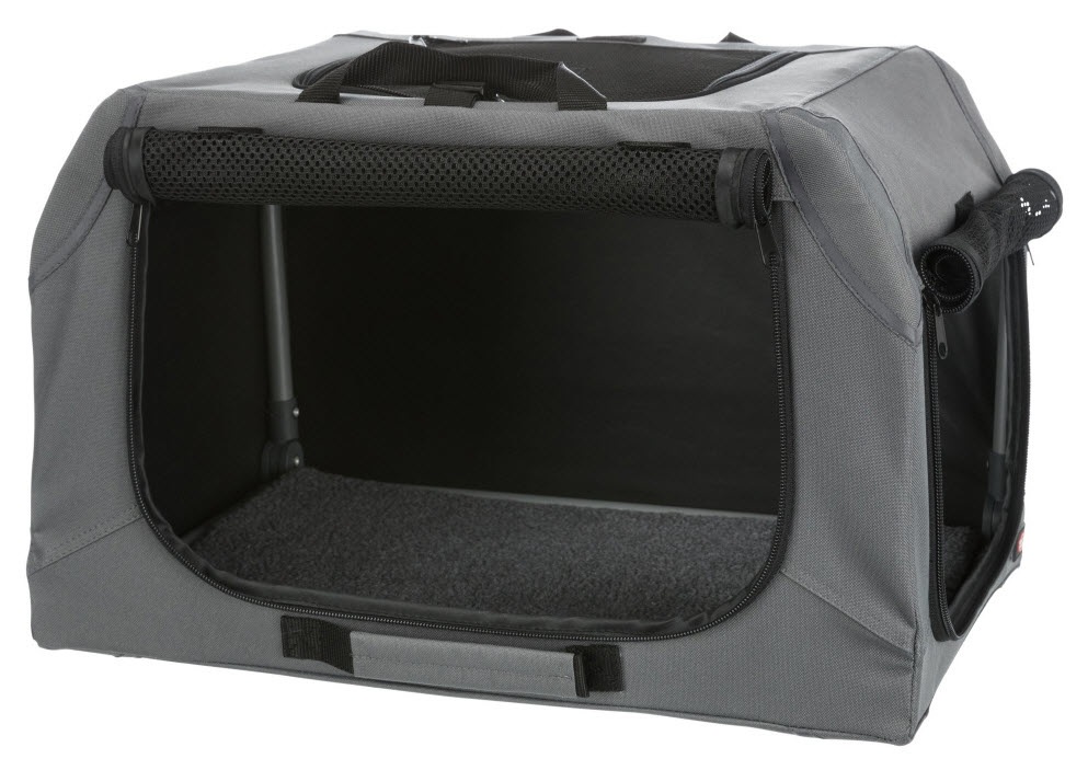 Trixie Trasportino Soft Kennel Easy per Cani - Grigio, 71 x 51 x 49 cm, con Tappetino Morbido e Ventilazione