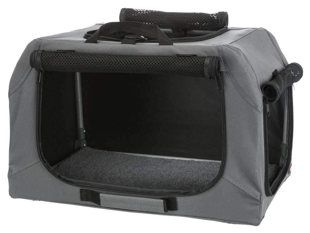 Trixie Trasportino Soft Kennel Easy per Cani - Grigio, 71 x 51 x 49 cm, con Tappetino Morbido e Ventilazione