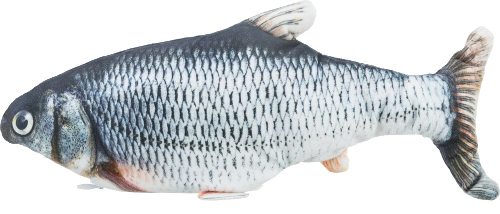 Trixie Pesce Guizzante 30cm - Gioco Interattivo per Gatti con Erba Gatta, Ricaricabile via USB