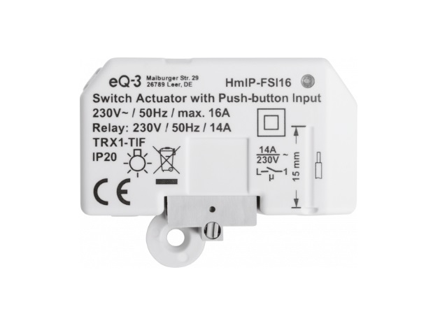 Homematic HMIP-FSI16 Attuatore di Commutazione Intelligente Bianco - Controllo Luce e Riscaldatori, 16 A, Design da Incasso