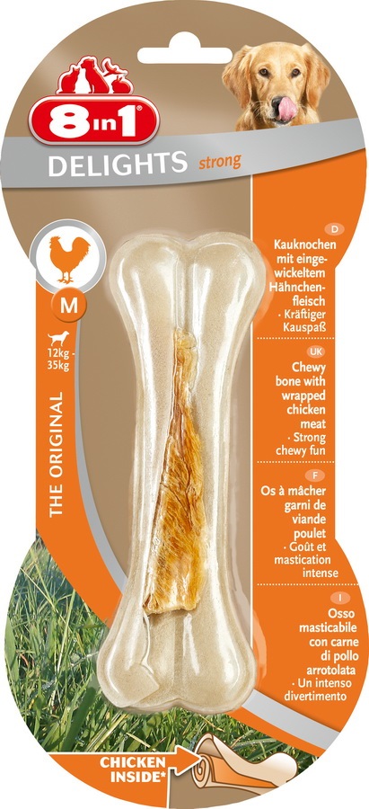 8in1 Osso da Masticare per Cani Medium con Carne di Pollo e Pelle di Manzo - Snack Ricco di Proteine e Povero di Grassi