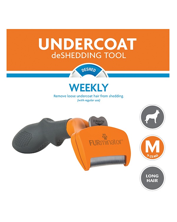 FURminator Strumento di Deshedding per Cani Medi a Pelo Lungo - Taglia M con Setole in Acciaio Inossidabile