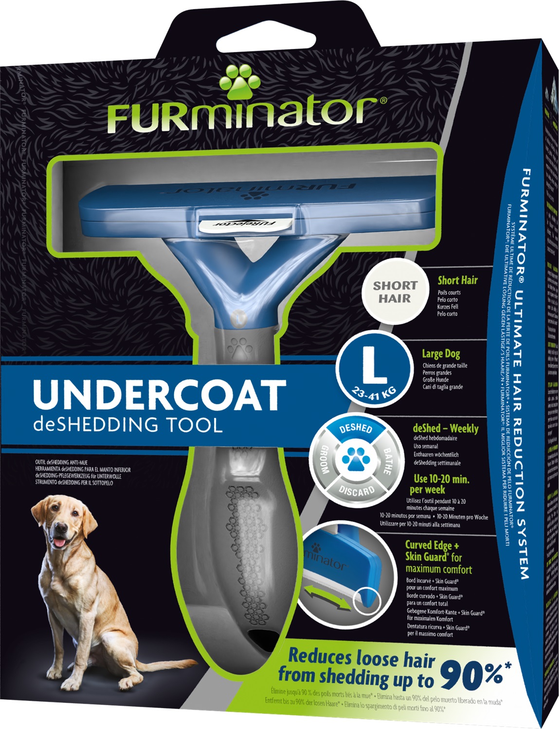 FURminator Strumento di DeShedding per Cani di Taglia Grande a Pelo Corto - Rimuove fino al 90% dei Peli Morti
