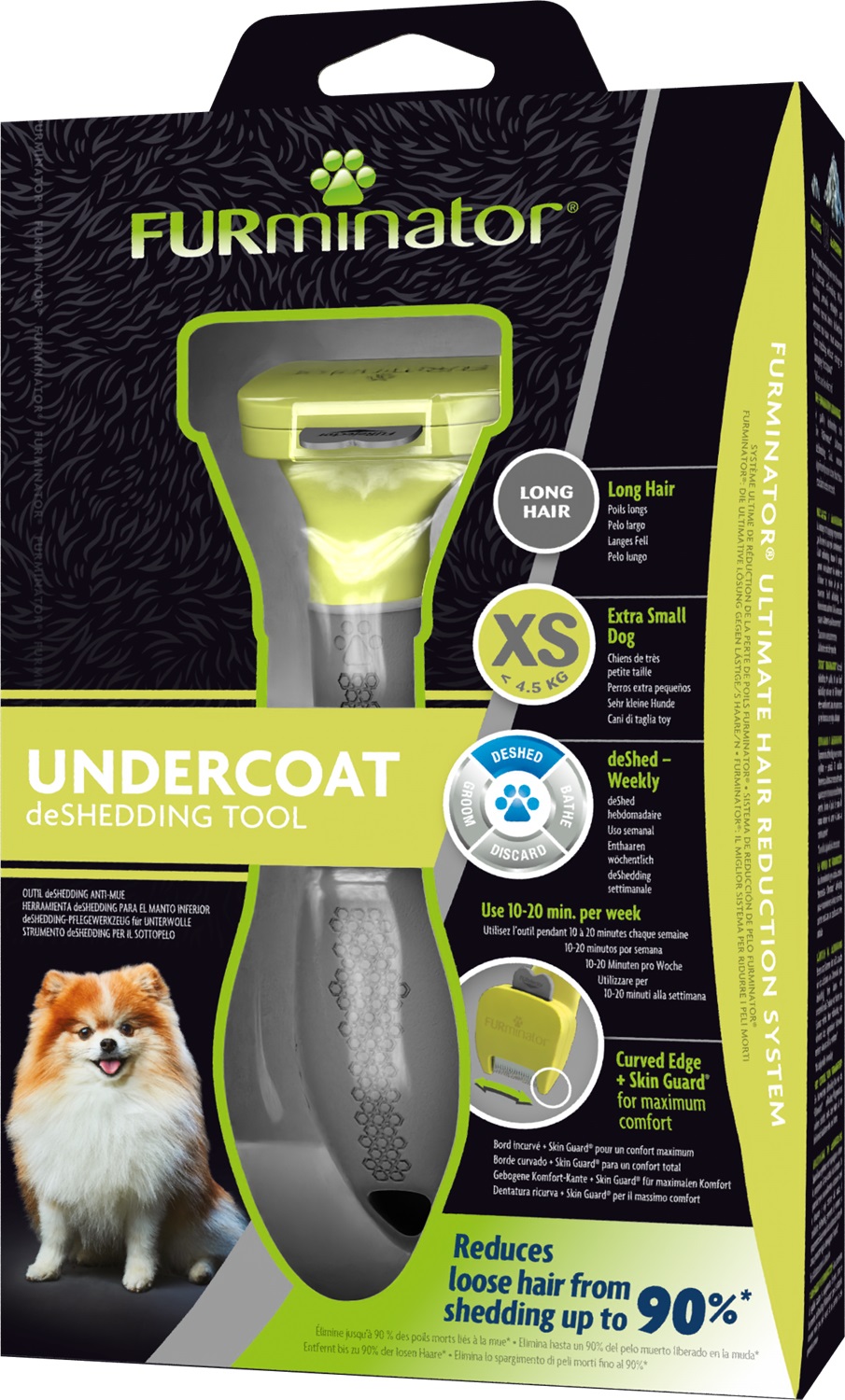 FURminator Strumento di Deshedding per Cani Molto Piccoli a Pelo Lungo - Rimozione Peli Morti con Setole in Acciaio Inossidabile