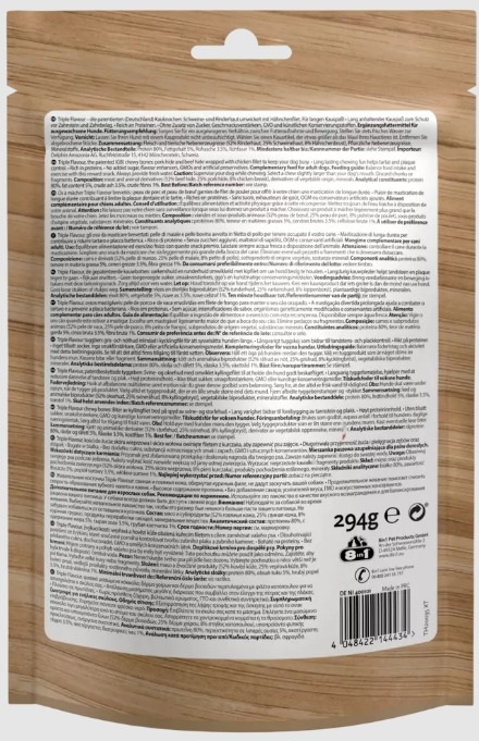 8in1 Triple Flavour Ossi da Masticare XS - Gusto Manzo, Pollo e Maiale, 21 Pezzi