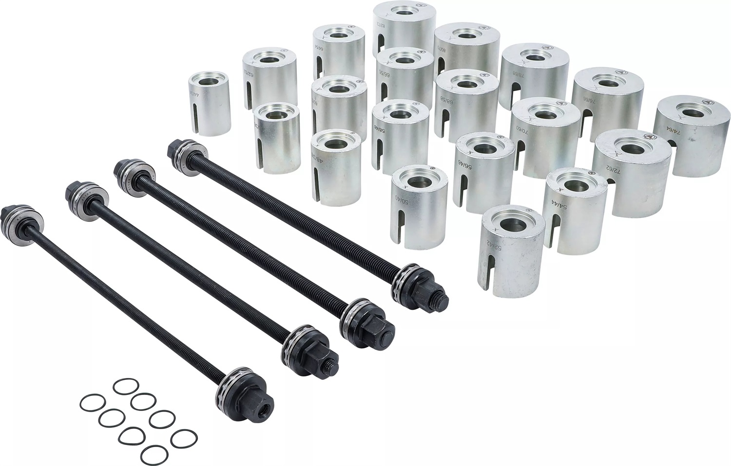 BGS Set di Ghiere a Tiranti per Cuscinetti - 24 Pezzi con 4 Alberini, Universale per Auto