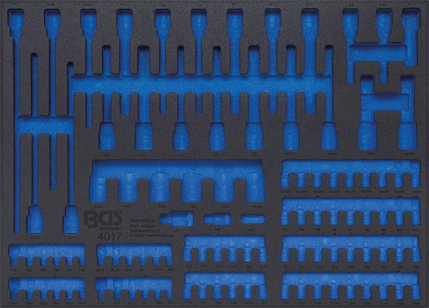 BGS 4017-5 Modulo vuoto per carrelli portautensili 3/3 in schiuma rigida - Dimensioni 567 x 408 x 32 mm