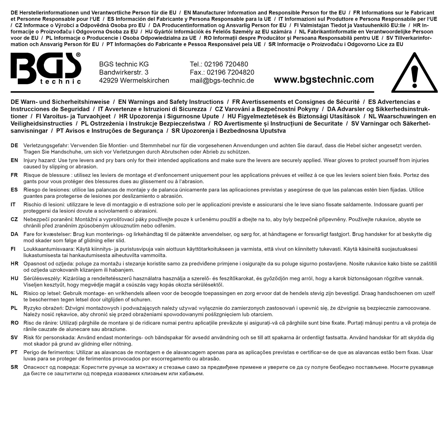 BGS Palanchino 650 x 20 mm con Impugnatura Morbida Ergonomica e Testa in Metallo