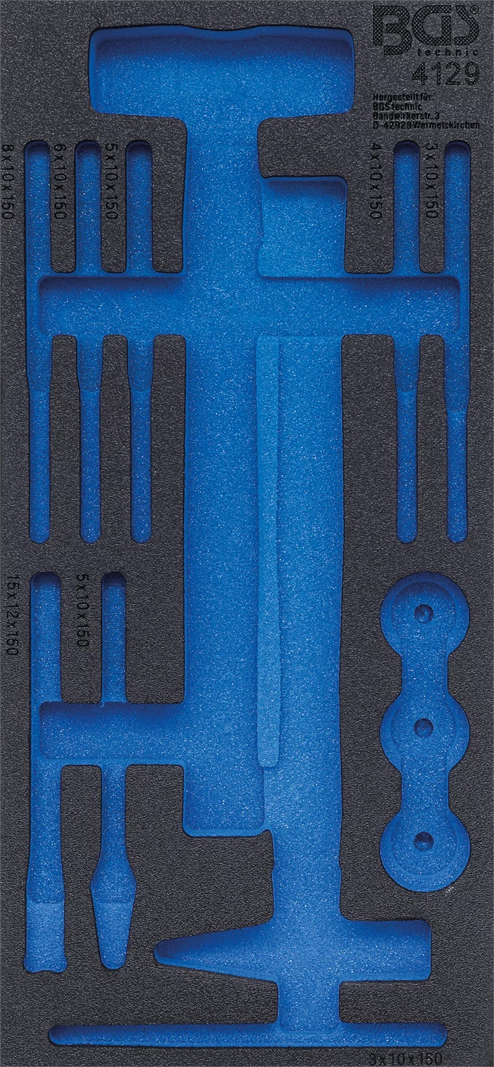 BGS 4129-1 Modulo vuoto per carrelli portautensili 1/3 in schiuma rigida - Dimensioni 408x189x32 mm