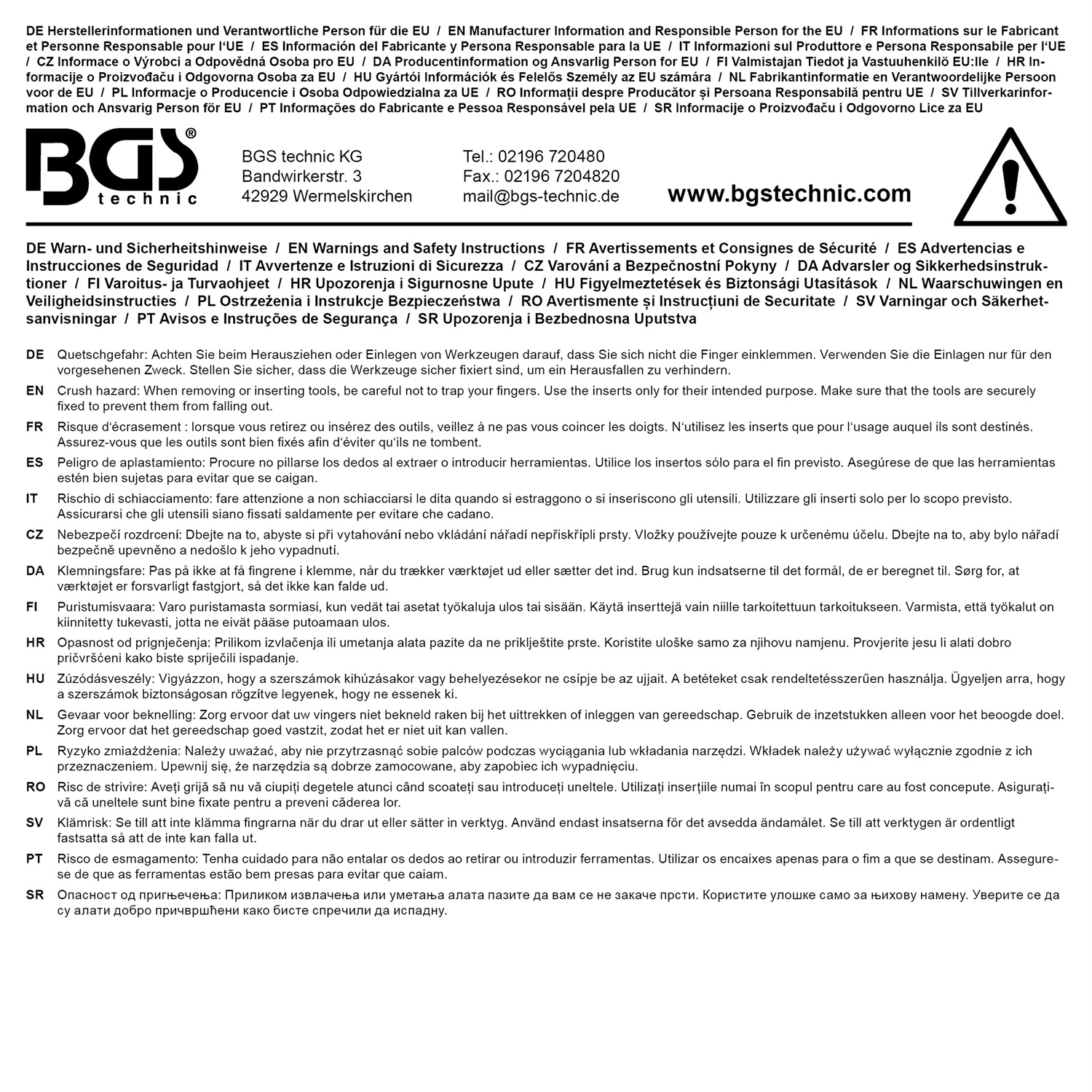 BGS Modulo per Carrelli Portautensili 2/3 - Inserto Vuoto in Schiuma Rigida, Dimensioni 378x408x32 mm, Compatibile con Articoli 4133 e 4133-1
