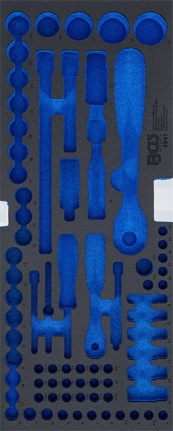 BGS Inserto in Schiuma Morbida per Valigie Utensili - Compatibile con Art. 3312, 3318 e 3341 - Dimensioni 515x215x30 mm