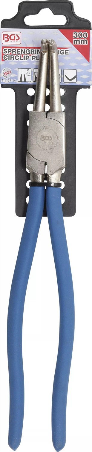 BGS Pinza per Anelli Seeger Piegata 300 mm - Manici Isolati e Antiscivolo, Apertura Massima 59 mm
