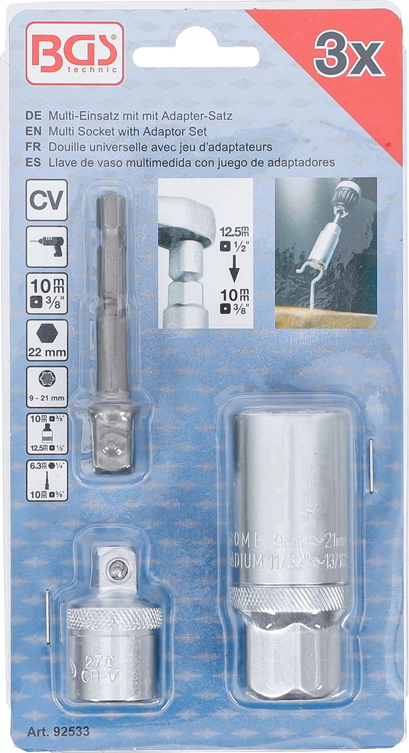 BGS Bussola Universale con Set di Adattatori - 10 mm (3/8