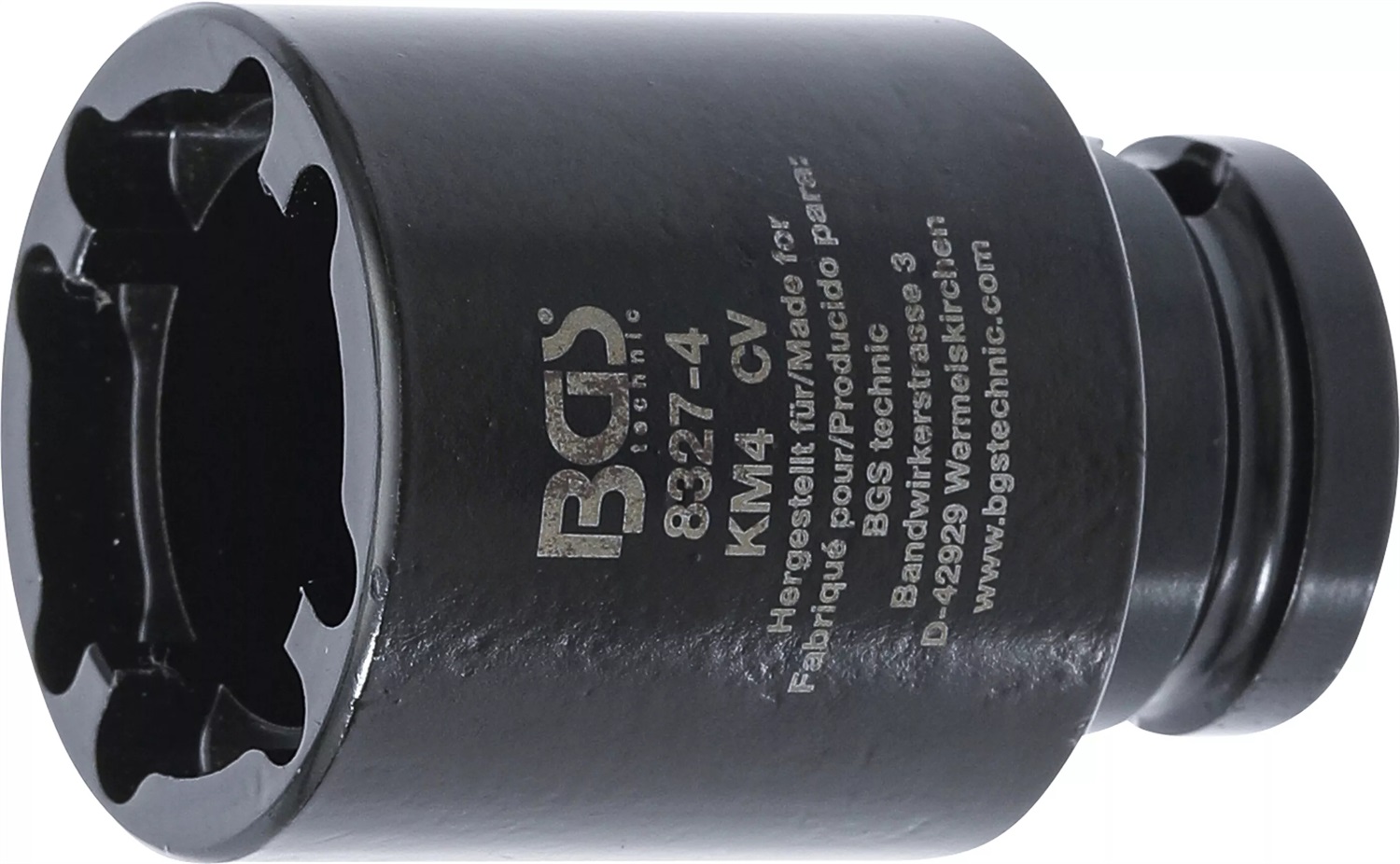 BGS Chiave a dado con intaglio per dadi interni KM4 - Acciaio al cromo vanadio, 12,5 mm (1/2