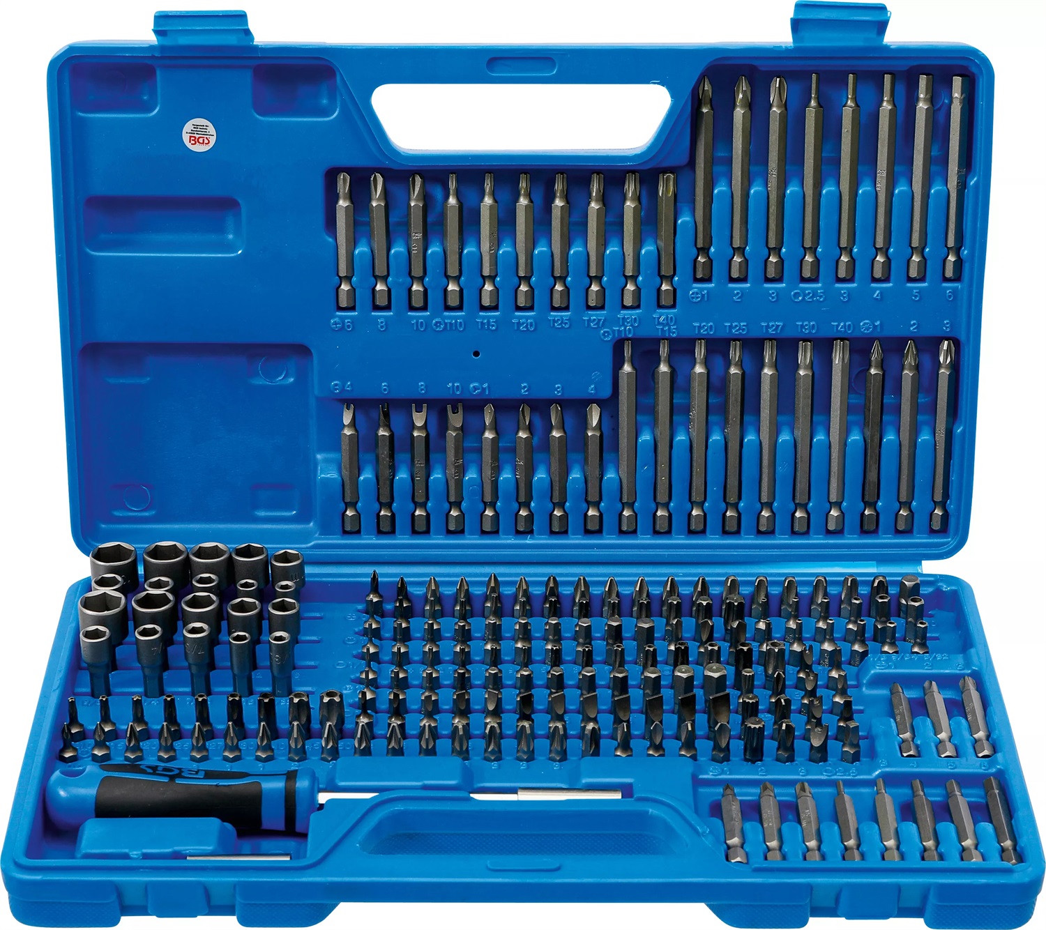 BGS 20103 Set di Bit Universali Sicuri - 208 Pz, Attacco Esagono Esterno 6,3 mm (1/4), Acciaio al Cromo Vanadio