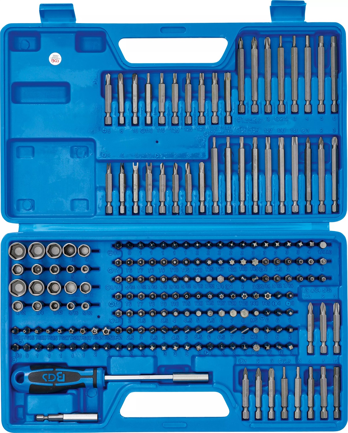 BGS 20103 Set di Bit Universali Sicuri - 208 Pz, Attacco Esagono Esterno 6,3 mm (1/4), Acciaio al Cromo Vanadio