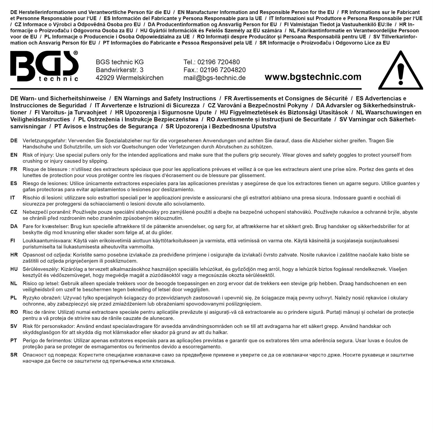BGS Mandrino Idraulico per Estrattore ed Espulsore 10 t - Alta Resistenza e Controllo Sicuro