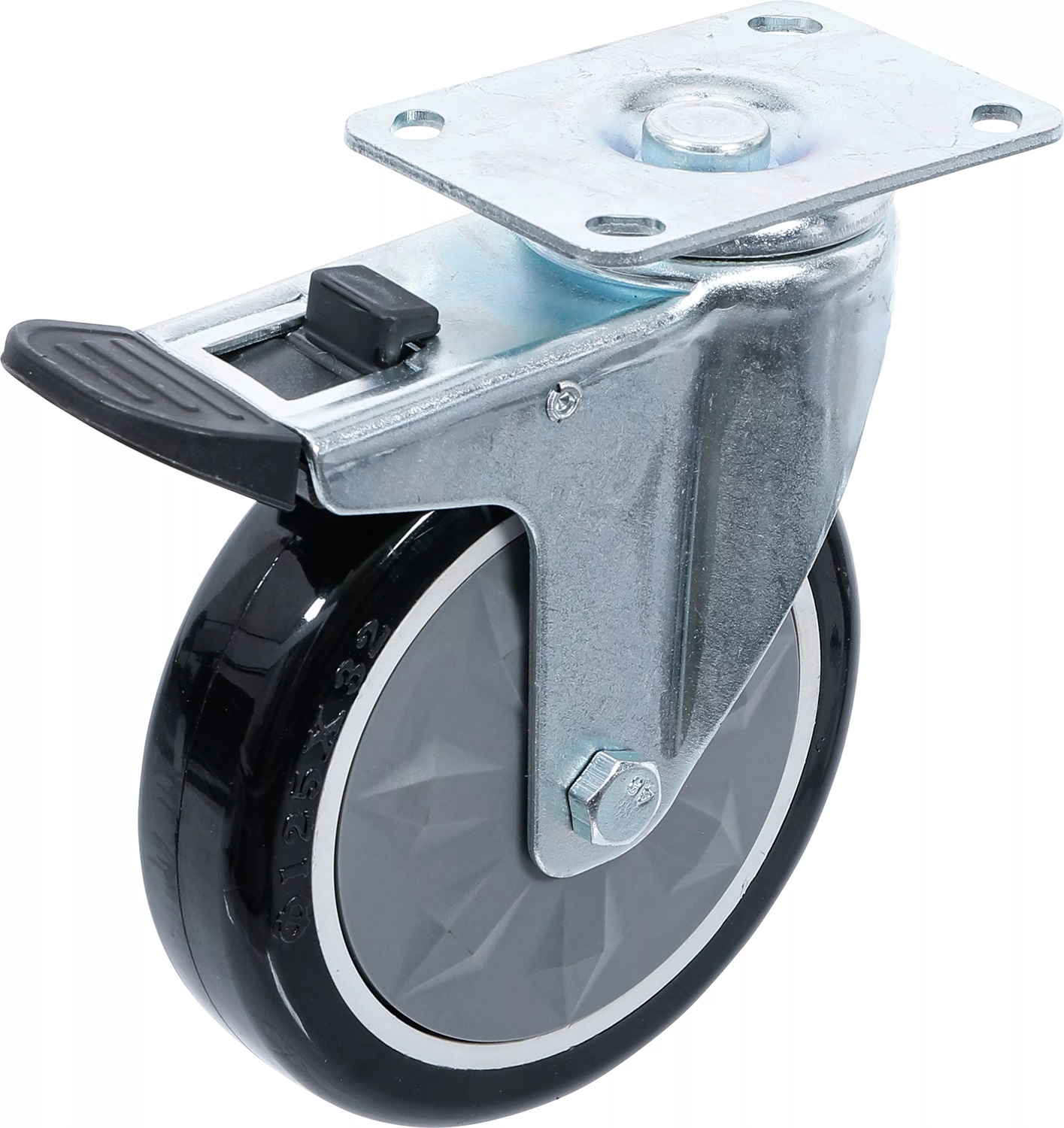 BGS technic Ruota Piroettante con Piastra di Montaggio e Freno per Carrelli da Officina - Compatibile con BGS 4235 e 6070