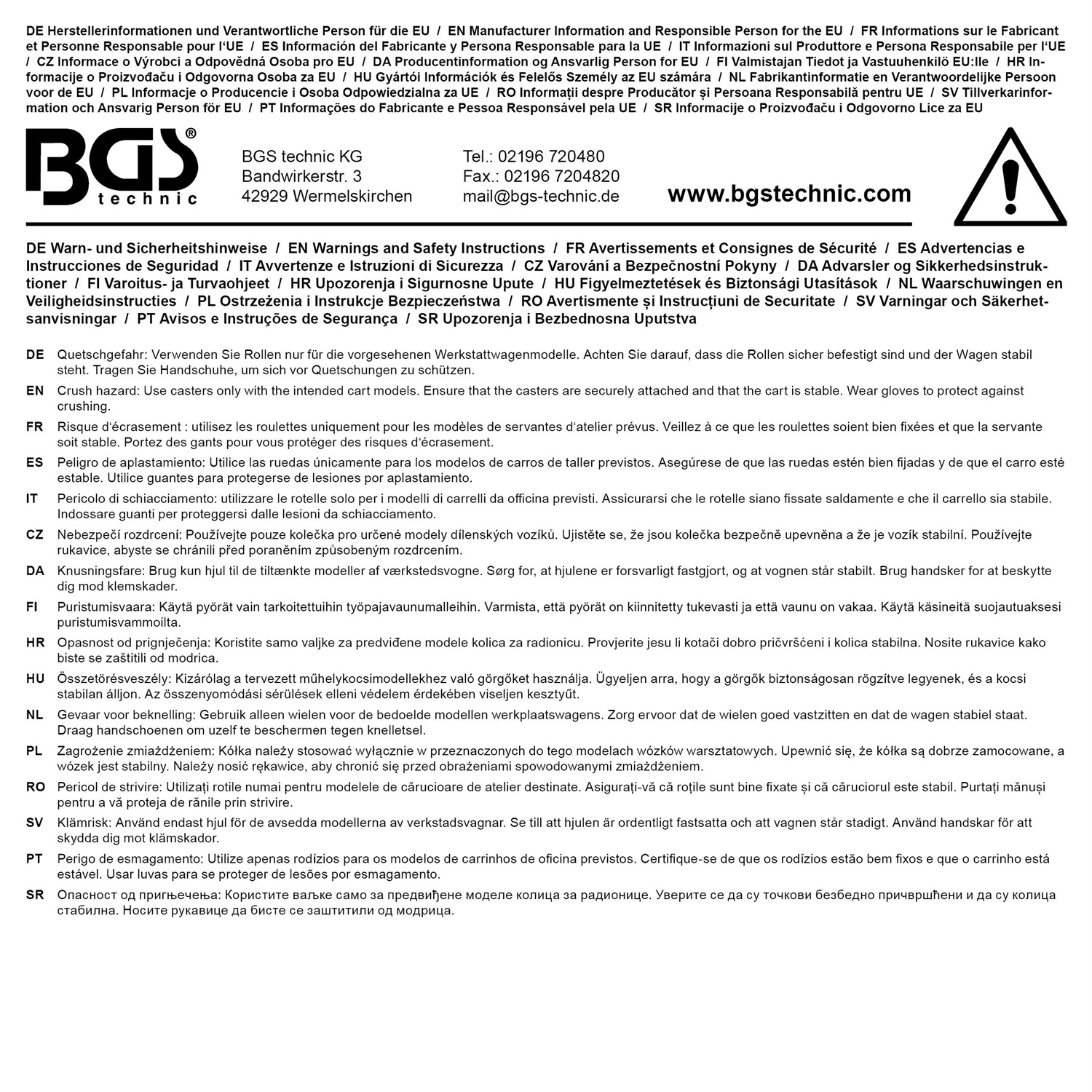 BGS technic Ruota Piroettante con Piastra di Montaggio e Freno per Carrelli da Officina - Compatibile con BGS 4235 e 6070