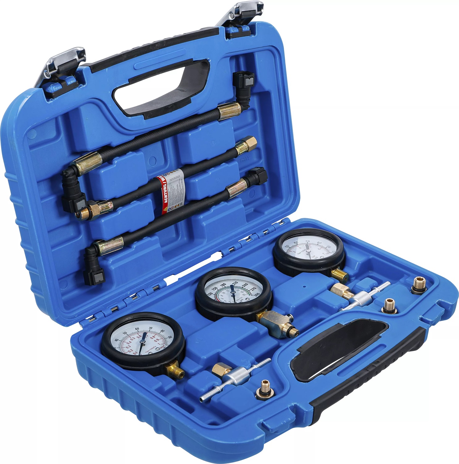 BGS technic Set di Tester per Pressione del Carburante e Compressione - 11 Pezzi, Adatto per Motociclette, Filettature M8, M10, M12, M14