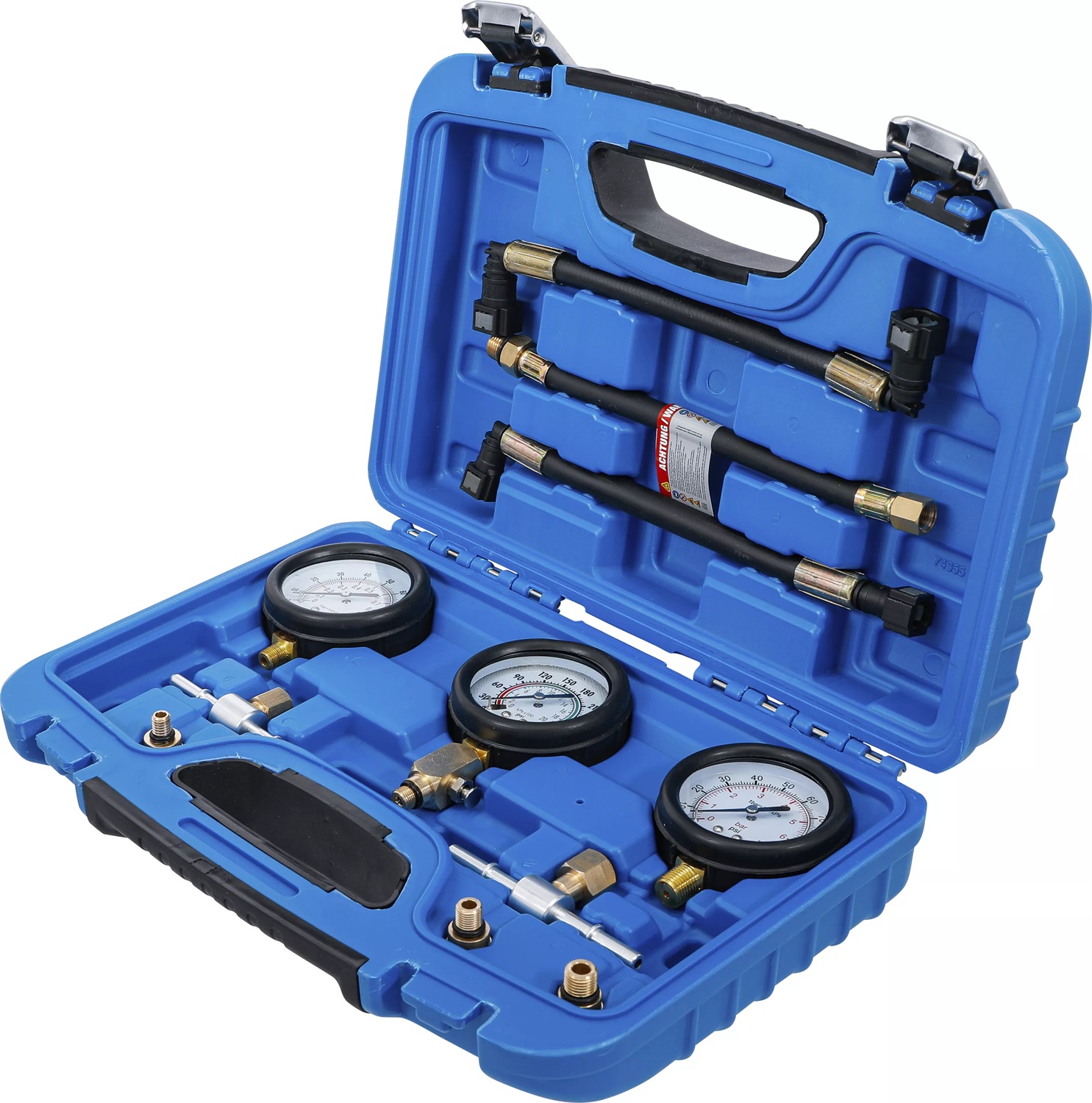 BGS technic Set di Tester per Pressione del Carburante e Compressione - 11 Pezzi, Adatto per Motociclette, Filettature M8, M10, M12, M14