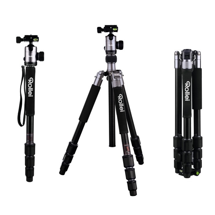 Rollei C5i Treppiede in Titanio - Leggero, Convertibile in Monopiede, Capacità di Carico 8 kg, Altezza Massima 159 cm