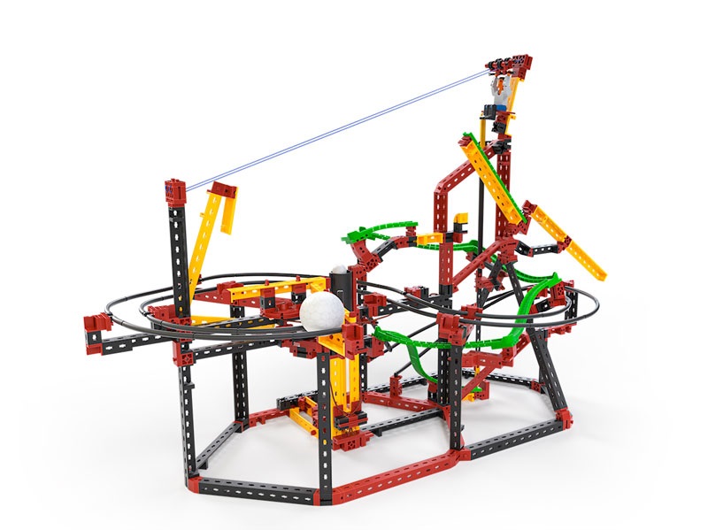 fischertechnik Advanced Funny Reactions 559890 - kit di costruzione con reazioni a catena per bambini dai 7 anni, include teleferica e catapulto