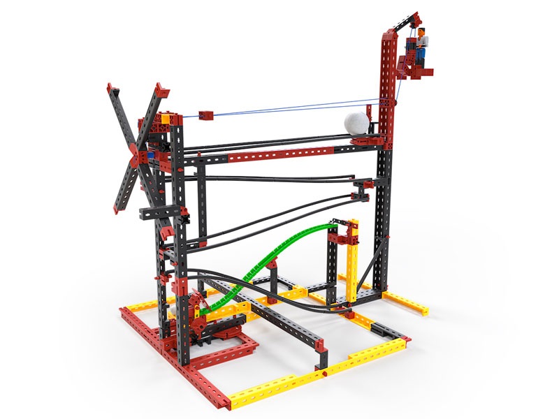 fischertechnik Advanced Funny Reactions 559890 - kit di costruzione con reazioni a catena per bambini dai 7 anni, include teleferica e catapulto