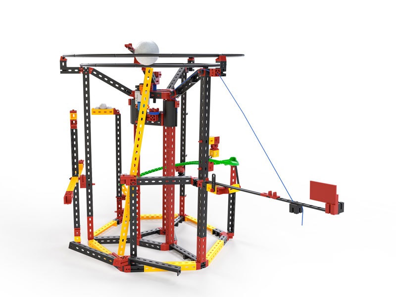 fischertechnik Advanced Funny Reactions 559890 - kit di costruzione con reazioni a catena per bambini dai 7 anni, include teleferica e catapulto