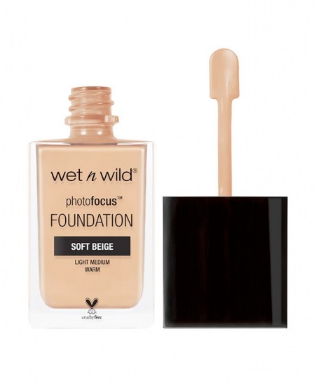 Wet n Wild Photo Focus Fondotinta Liquido 30 ml Soft Beige - Alta Copertura, Finish Opaco, Vegan