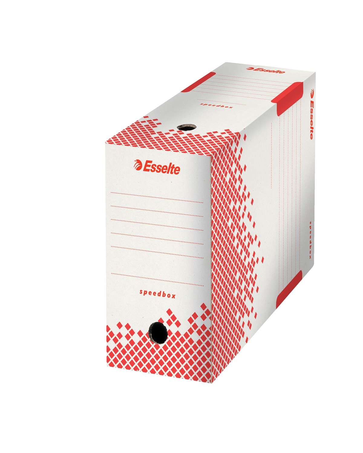Esselte Scatola Archivio SPEEDBOX - Dorso 15 cm, Bianco/Rosso, 15x25x35 cm, 623909