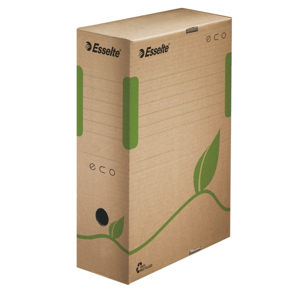 Esselte Ecobox Scatola Archivio Eco - Dorso 10 cm - Formato A4 - 32,7 x 23,3 cm - Cartone Riciclato - Conf. 25 Pezzi - Marrone (Ocra)