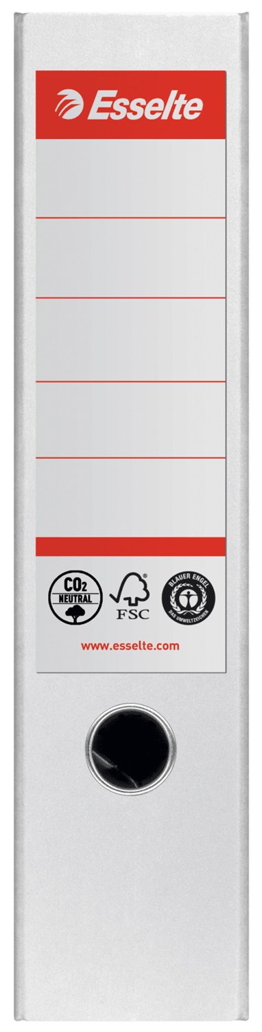 Esselte Raccoglitore a Leva A4 Bianco - Dorso 75 mm, Capacità 500 Fogli, Cartone Riciclato, Zero Emissioni di CO2