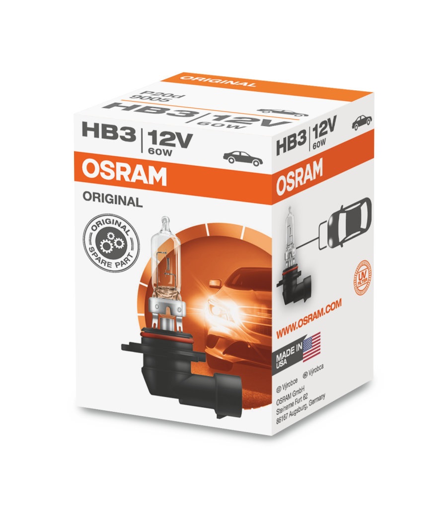OSRAM HB3 Lampadina Alogena 12V 60W P20D per Fari di Profondità e Abbagliante